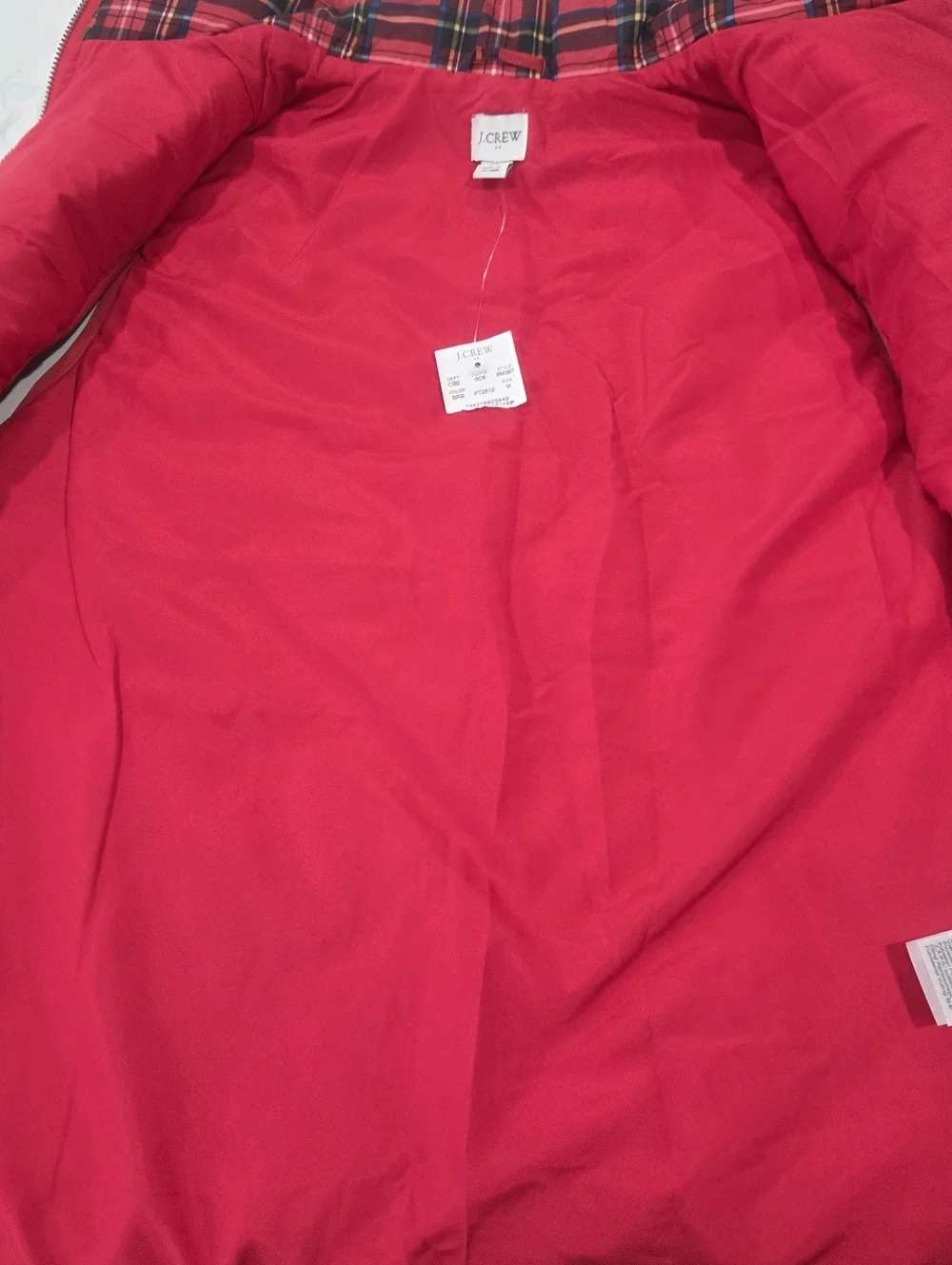 J Crew BM367 NWT Size M Festive Red Tartan Plaid Puffer Vest w/ Snap Pockets